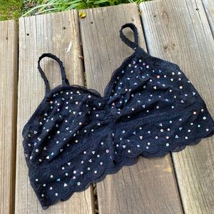 VS pink sparkly lace mesh bra